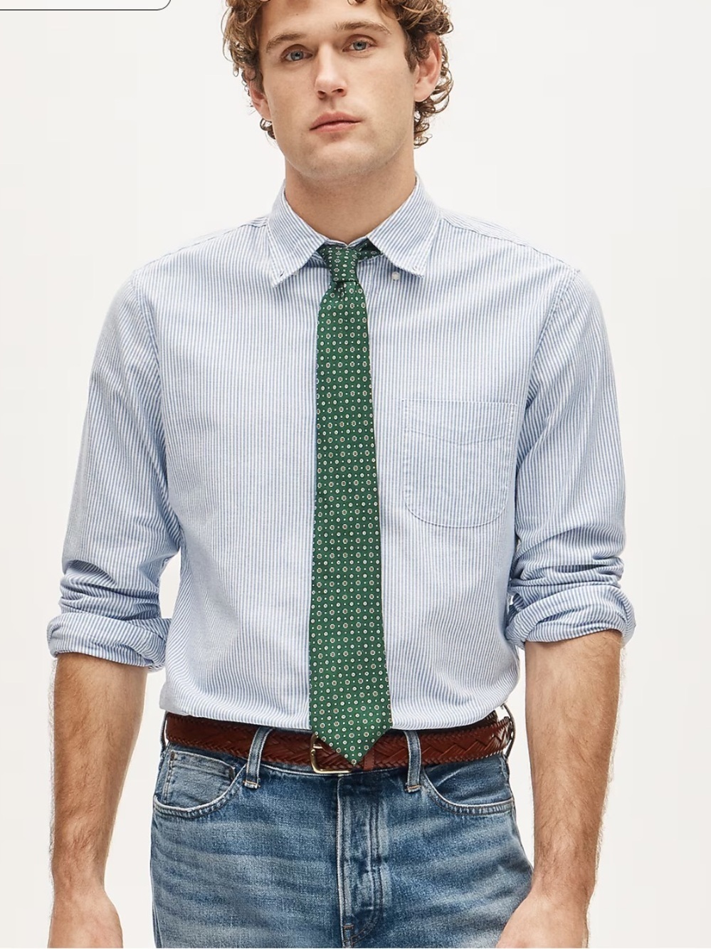 J crew Broken-in organic cotton oxford shirt university stripe rain slim fit